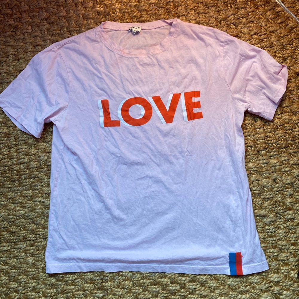 Kule “LOVE” T-shirt size xs light pink with red letters